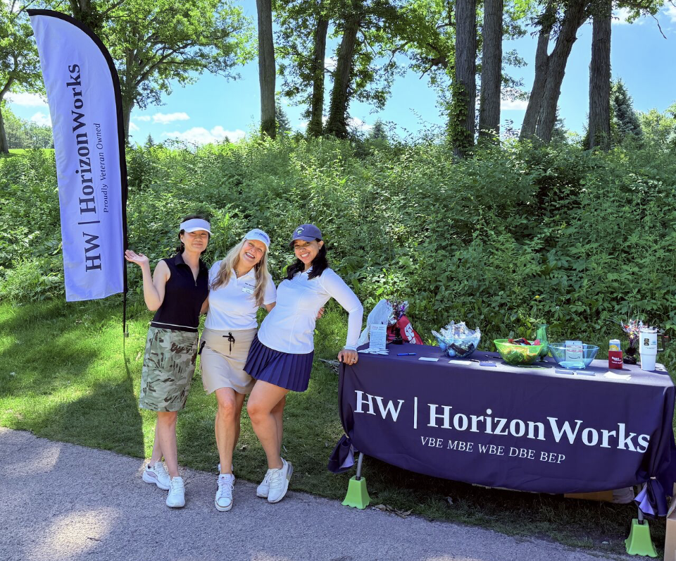 Jasmine Rapelyea and Kathy MacIntosh of HorizonWorks at the ASA Chicago Golf Outing